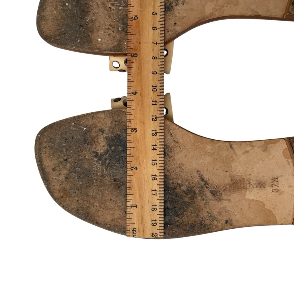 Manolo Blahnik Beige Studded Leather Sandals - Picture 5 of 6